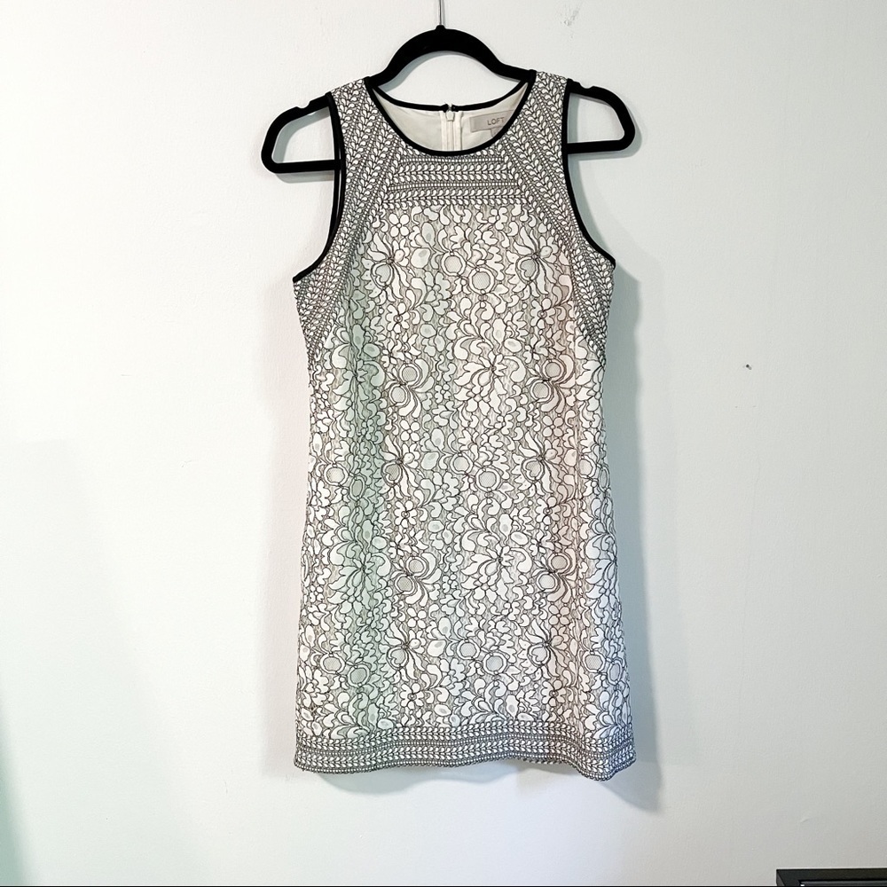 Loft Floral Lace Mini Sleeveless Sheath Dress